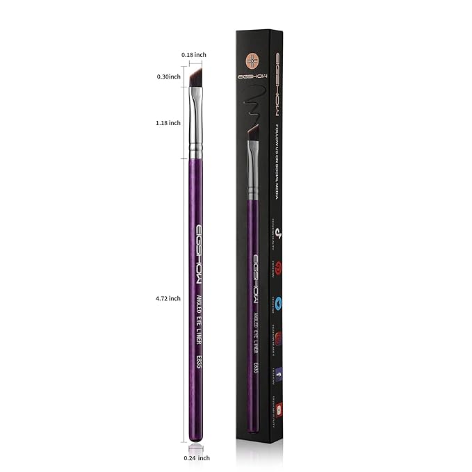 Eyeliner Brush Fine Angled - PRO Precision Gel Eye Liner Makeup Brush -Ultra Thin Slanted Flat Angle - Premium Cruelty Free Synthetic Bristles (E835 Purple)-GlimoraGlow