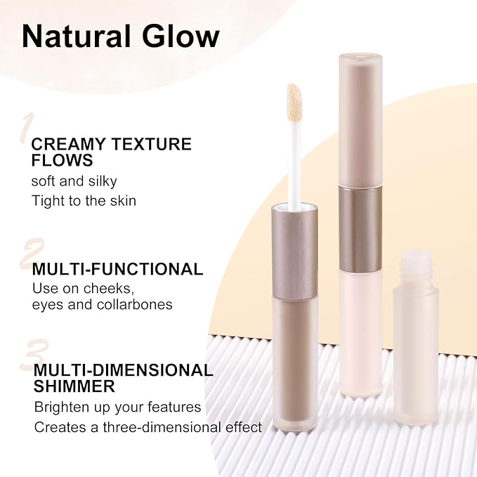 2 in 1 Bronzer and Highlighter Stick,Non-greasy & Non-drying Contour Pencil,Easy to Create a Natural Shimmery Finishing,Long Lasting & Waterproof Face Brighten Make up Pen-GlimoraGlow