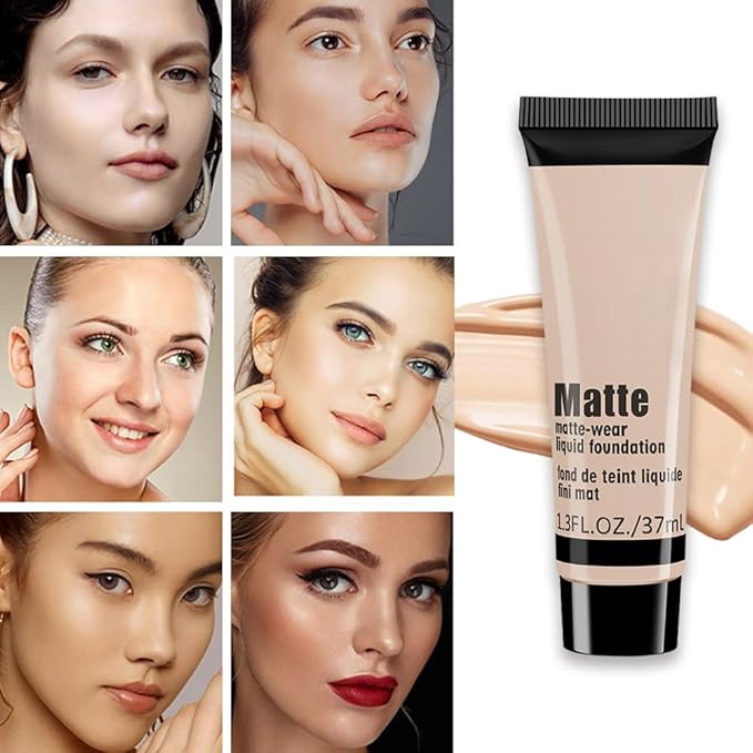 1 Pack Matte Oil Free Concealer Foundation Cream,Professional Make-up Base Facial Matte Full Coverage Liquid Concealer Hide Foundation Primer Makeup Repair Kit.(BEIGE 5#)-GlimoraGlow
