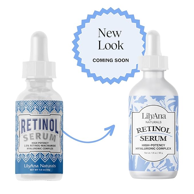 LilyAna Naturals Retinol Serum - Made in USA, Anti Aging Face Serum with Hyaluronic Acid and Vitamin E, Reduces Age Spots and Sun Damage, Promotes Collagen and Elastin (Retinol, 1oz)-GlimoraGlow
