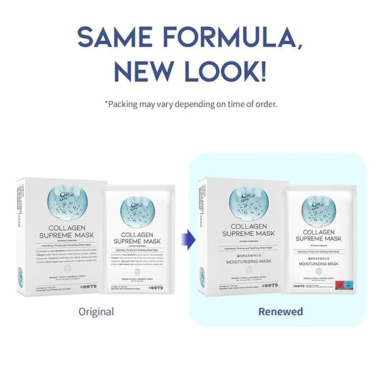 #OOTD Collagen Hydrating Sheet Masks for Face Korean Anti Aging Mask Sheet for Dry Skin & Sensitive Skin, EVE Vegan, Not Tested on Animals, No Parabens, No Sulfates, Hyaluronic Acid, Witch Hazel 10EA-GlimoraGlow