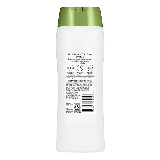 Suave Soothing Hydration Hand & Body Lotion With Aloe Vera Refreshes Dry Skin, Fast Absorbing, Intensive Moisturizing Cream For Women, Non Greasy, Allergen Free, 18 FL OZ, 6 Pack-GlimoraGlow