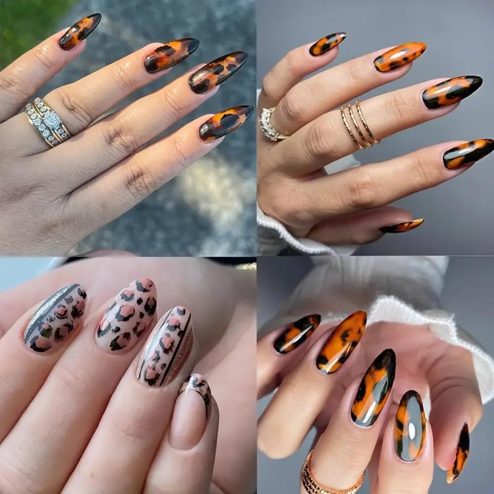 10 Rolls Leopard Print Nail Art Foils Transfer Stickers Animal Print Adhesive Decals Snake Cheetah Print Nail Foils Holographic Stickers Fall Nail Art Supplies for Women Autumn Nail Decorations-GlimoraGlow