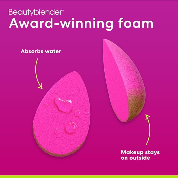 Beautyblender® | Original Pink Beauty Blender Makeup Sponge, Super-Soft Foam Easily Blends Foundations, Powders & Creams, Made in USA, Reusable, Washable, Streak Free Application, Vegan, Cruelty Free-GlimoraGlow