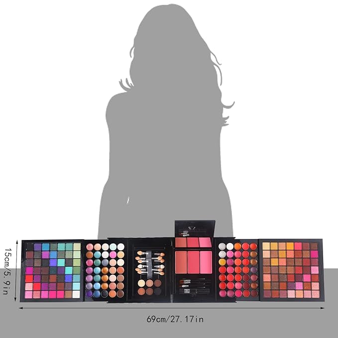 177 Colors Professional Makeup Kit for Women Girls Full Kit Gift Set with Mirror All in One Make up Palette Included Eyeshadow Powder Eye Shadow Gel Lip Gloss Concealer Eyebrow Powder Blush Brushes-GlimoraGlow