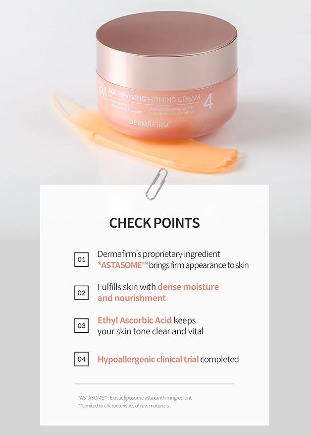 Dermafirm Age Reviving Firming Cream Facial Moisturizer A4 | Hydrating Face Moisturizer for Pore Firming & Skin Elasticity w/Collagen, Astasome & Peptide | No Animal Trials No Paraben 1.69 fl oz-GlimoraGlow
