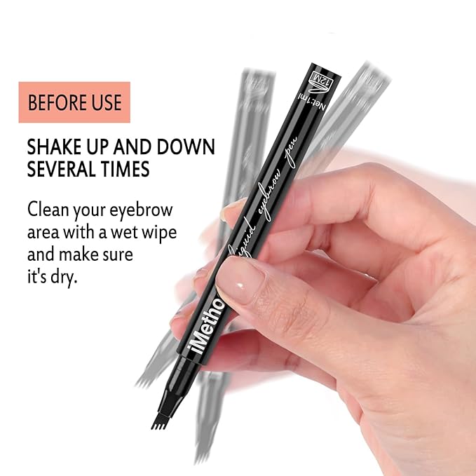 iMethod Eyebrow Pen - iMethod Eyebrow Pencil with a Micro-Fork Tip Applicator Creates Natural Looking Brows Effortlessly and Stays on All Day, Brown-GlimoraGlow