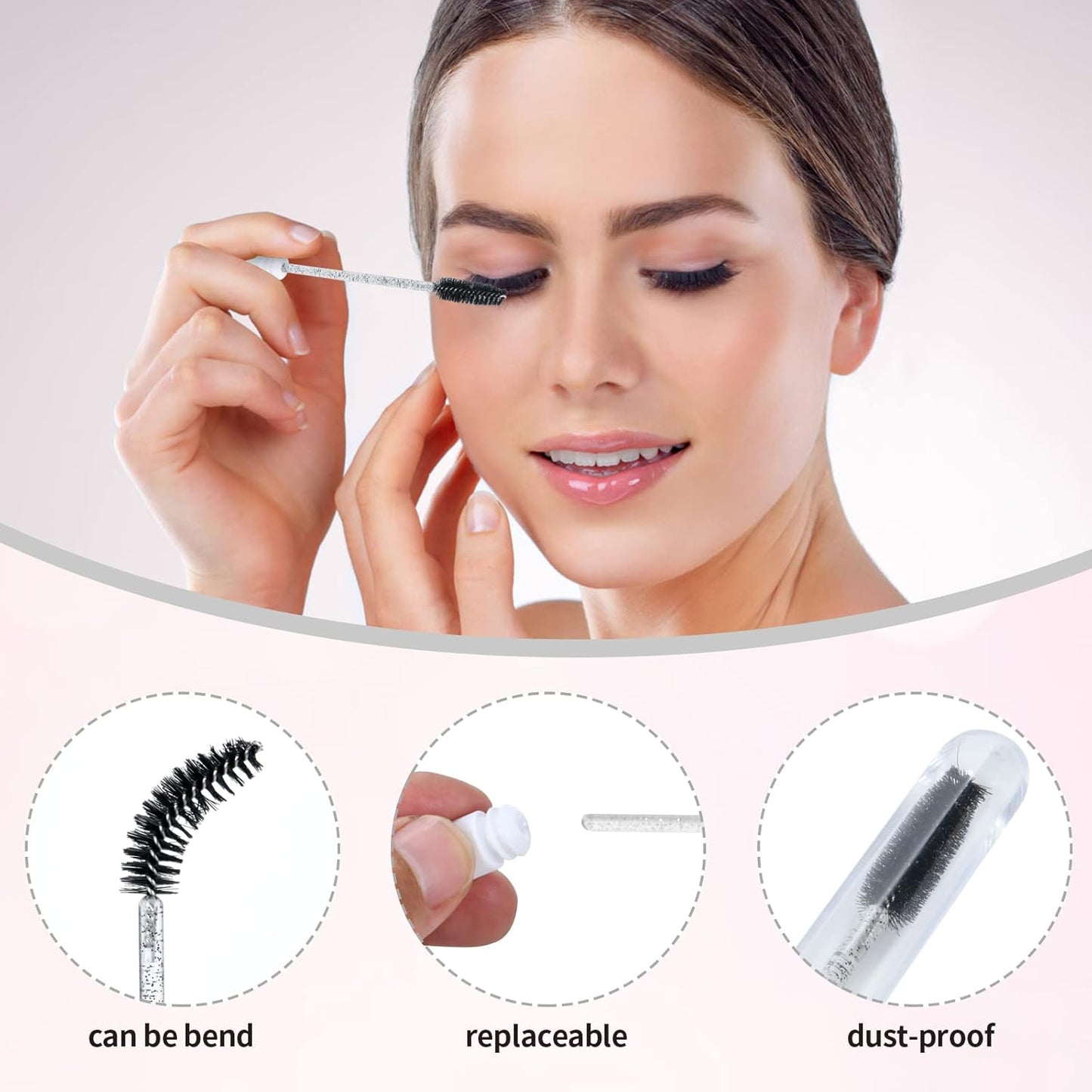 100 Pcs Lash Shampoo Bottle Brushes Set 20 Empty Foam Pump Dispensers 20 Label Stickers 20 Mascara Wands and Tubes 20 Cleansing Brush 20 Bag for Eyelash Extensions Aftercare(Black)-GlimoraGlow