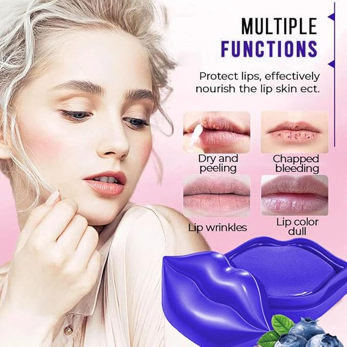 20Pcs Moisturizing Lip Mask, Lip Sleep Mask Reduces Lip Lines and Restores Moisture, Lip Mask Effectively Nourishes the Lip Skin, Gel Treatment Lip Masks Plumping Lips Mask Lip Care Products (Purple)-GlimoraGlow