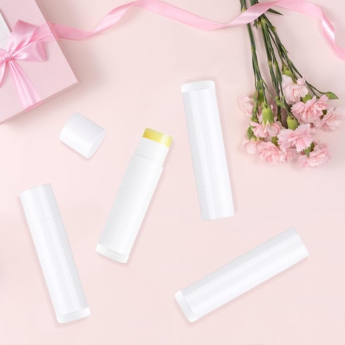 100 Pcs 5.5ml Bulk Empty Lip Balm Tubes Refillable Plastic Lip Gloss Container Travel Lipstick Tubes Chapstick Tubes Holder For DIY Homemade Lip Balm (white)-GlimoraGlow