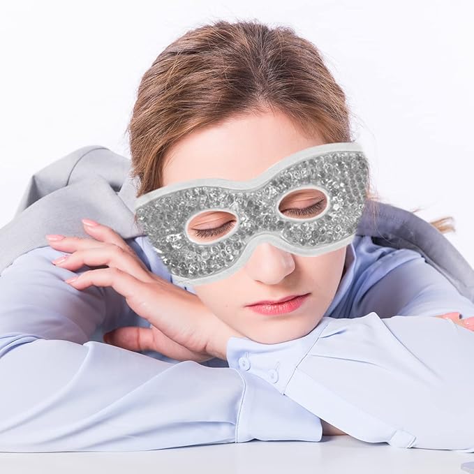 Jakuva 2PCS Cooling Eye Mask Sleeping Mask, Ice Eye Pads & Cold Eye Packs & Heat Cold Compress Pack Eye Spa Pad for Puffy Eyes,Puffiness,Headache,Stress Relief (Gray&Black)-GlimoraGlow