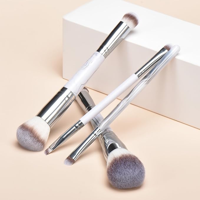 4 pcs makeup brushes, double head makeup brush set, loose powder powder blusher foundation make-up concealer eye shadow eyebrow brush, multi-purpose makeup tools-GlimoraGlow