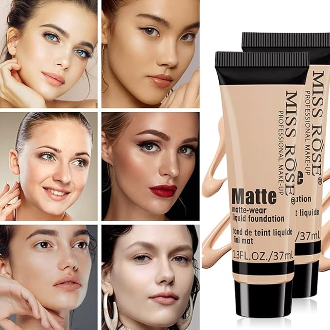 2 Pack Liquid Foundation Cream for Face Makeup,Durable Full Coverage Matte Concealer Make Up,Oil Control & Waterproof Base Primer -1+1 Fl.Oz (BEIGE 3#)-GlimoraGlow