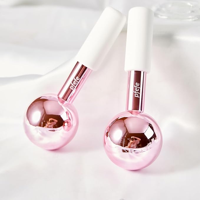 Ice Globes for Face & Eyes, Unbreakable Stainless Steel Cryo Sticks for Beauty Routines, Facials Cold Roller Colling Globes for Puffiness, Wrinkles, Dark Circles, Headaches-GlimoraGlow