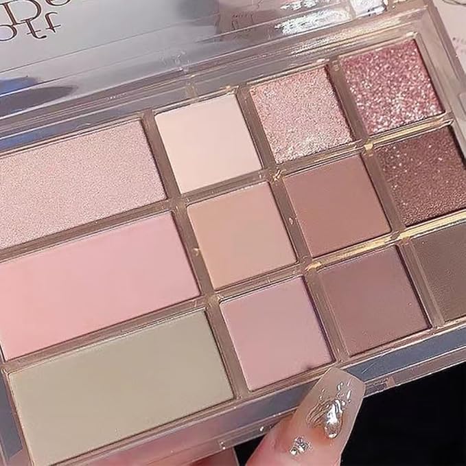 12 Girds Colorful Matte Shimmer Eyeshadow Palette for Eye Makeup,High Pigmented Eye Shadow Primers Powder Palet de sombras de ojos 12-C-GlimoraGlow