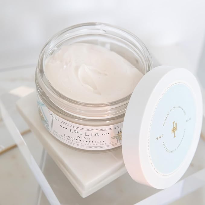 LOLLIA Wish Body Butter, 5.5 oz. - Sugared Pastille Fragrance - Shea Butter & Cocoa Butter, Body Lotion for Women, Hydrating & Smooth Body Moisturizer-GlimoraGlow