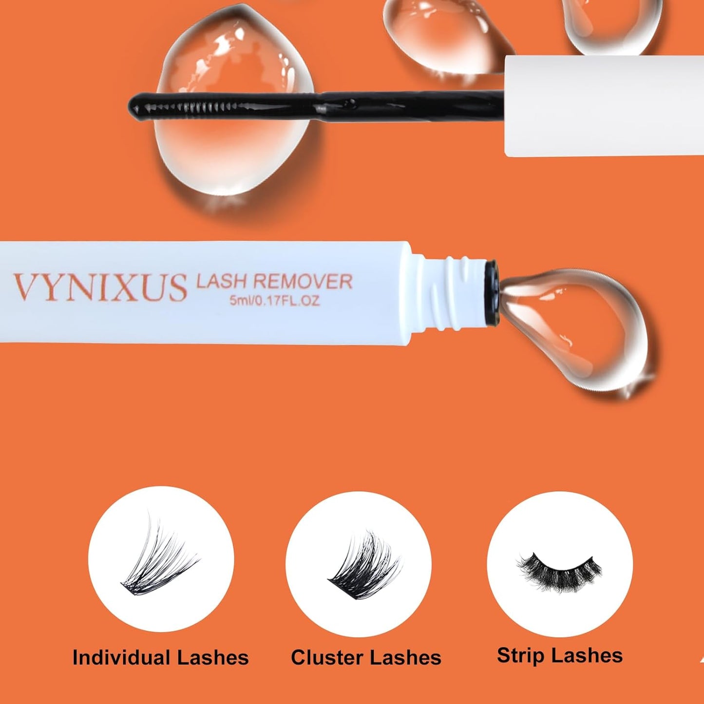 Lash Remover for Lash Extensions Cluster Lash Glue Remover VYNIXUS DIY Eyelash Extension Remover Individual Lash Extension Remover 5ML Eyelash Glue Remover Lash Cluster Remover-GlimoraGlow