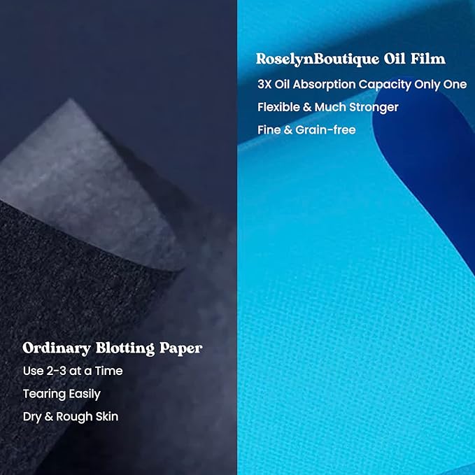 ROSELYNBOUTIQUE Oil Blotting Sheets for Face - Organic Premium Flexible Silky Blotting Sheets Instant Oil-Absorbing Remove Excess Oil & Shine Oil Control Films (50)-GlimoraGlow