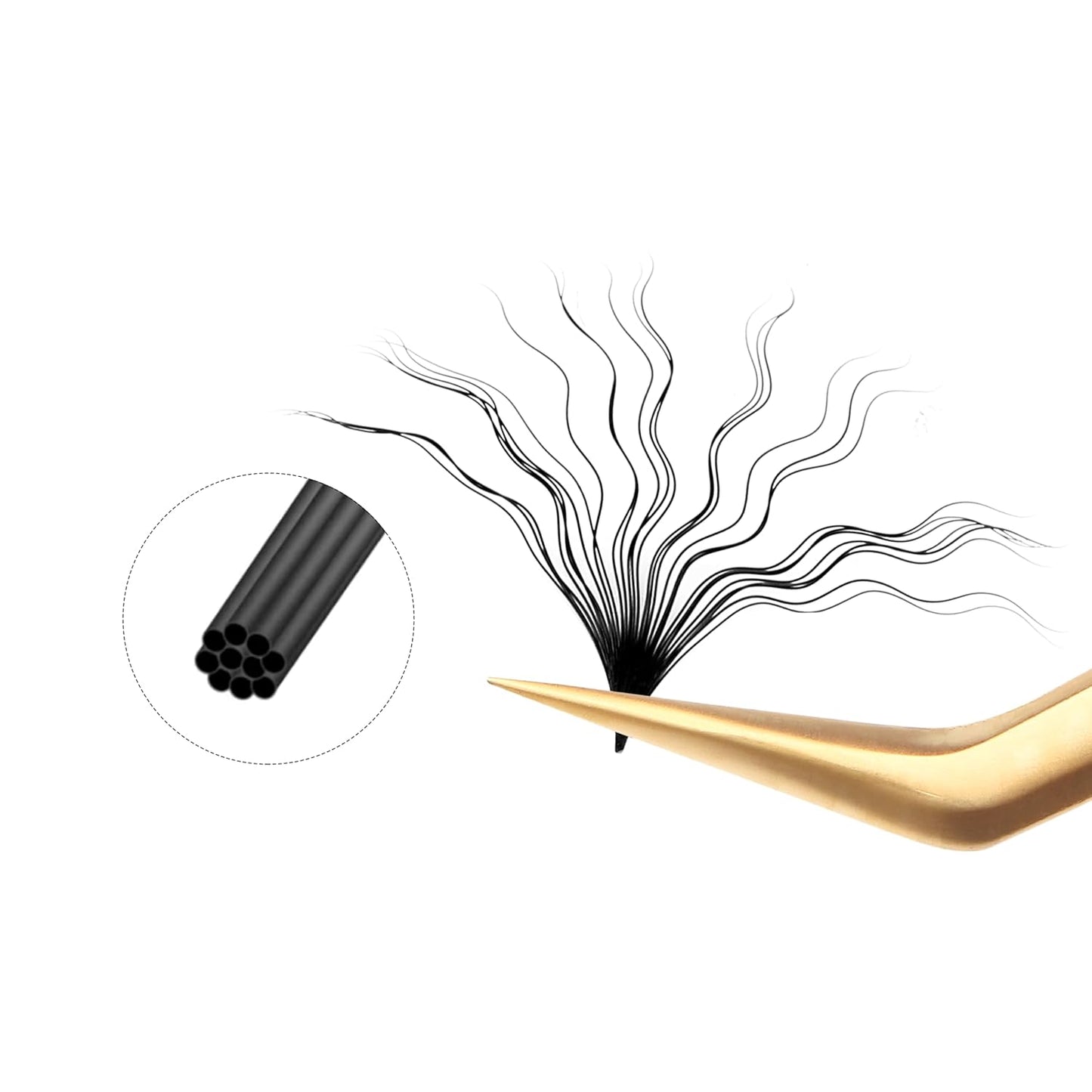 Lash Extensions Wool Curly Eyelash Extensions 0.07mm Thickness C Curl Mix 8-15mm Easy Fan Lashes Premade Fans Volume Lashes Matte Black Crisscross(Wool Curly,0.07-C,8-15mm)-GlimoraGlow