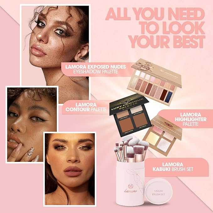 Kabuki Makeup Brush Set - Foundation Powder Blush Concealer Contour Brushes - Perfect for Liquid, Cream or Mineral Products - 10 Pc Collection with Premium Synthetic Bristles for Eye and Face Cosmetic-GlimoraGlow