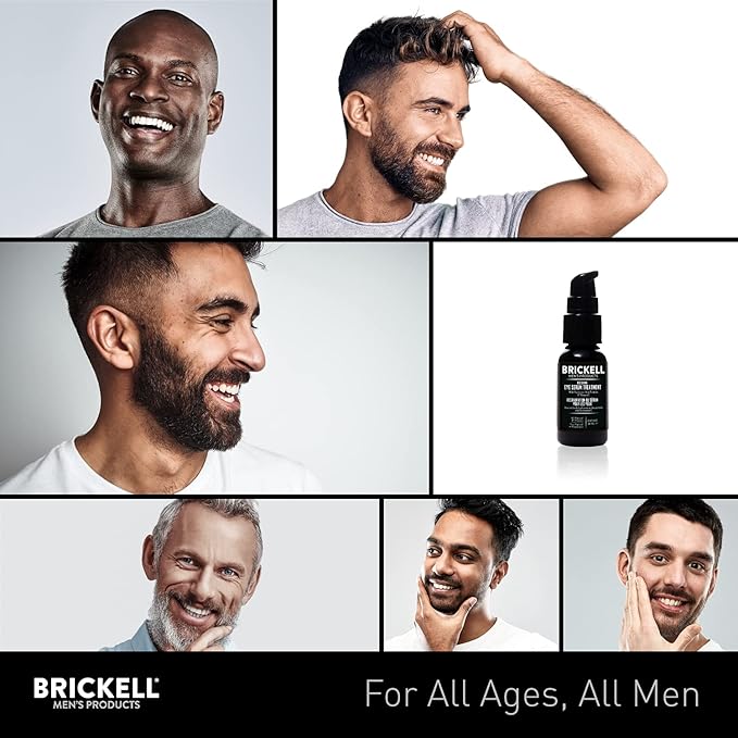 Brickell Men's Dark Circle Under Eye Treatment Serum For Men, Natural and Organic Eye Gel to Firm Men's Wrinkles, Reduce Dark Bags Under Eyes, and Promote Youthful Skin, 0.65 Ounce, Unscented-GlimoraGlow