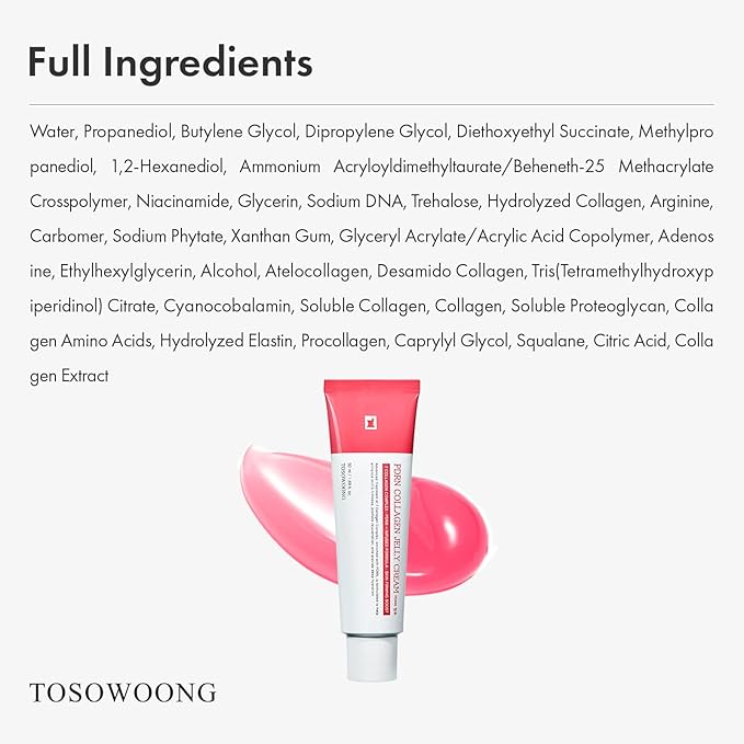 PDRN Collagen Jelly Cream, 5,000ppm Salmon DNA PDRN, Niacinamide, Hydrolyzed Collagen, Glow, Hydrating, Firming, Uneven Skin Tone, No artificial color, Korean Skin Care, 50ml, 1.69 fl.oz.-GlimoraGlow