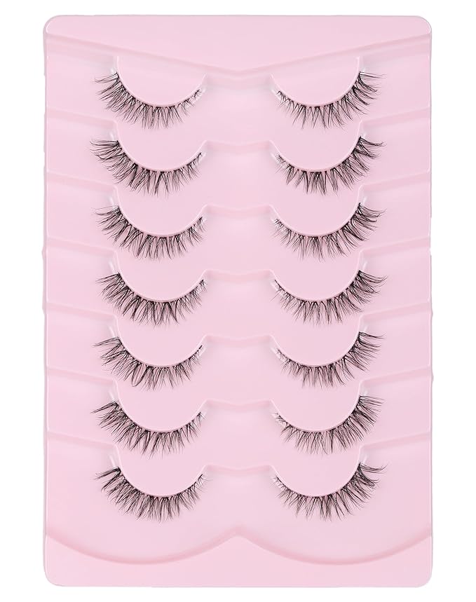 Wispy Cat Eye Lashes Demi Wispies Eyelashes C Curl False Lashes Clear Band Lashes Short False Eyelashes Natural Mink Lashes 7 Pairs-GlimoraGlow