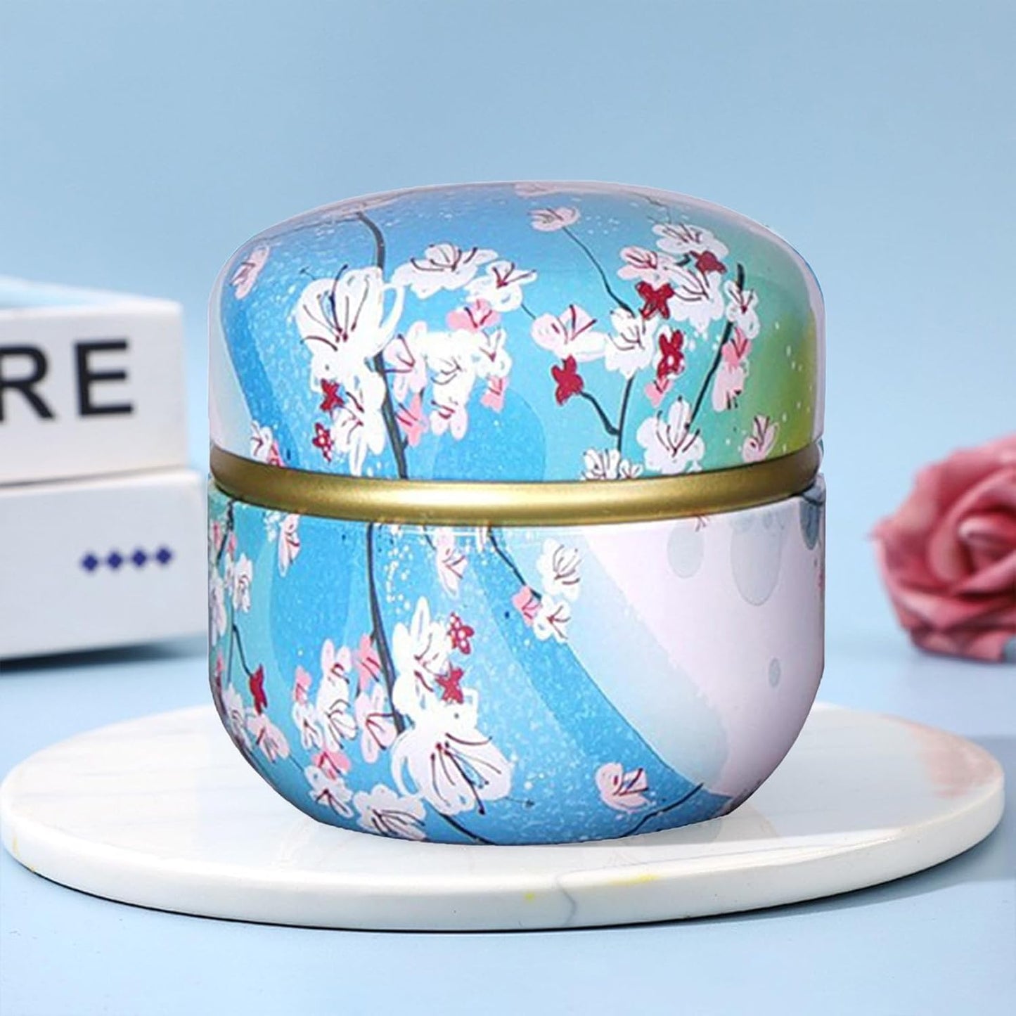 Body Powder Puff and Container for Dusting Powder, Women Powder Puff and Powder Case for Bath and Travel (Plum Blossom)-GlimoraGlow