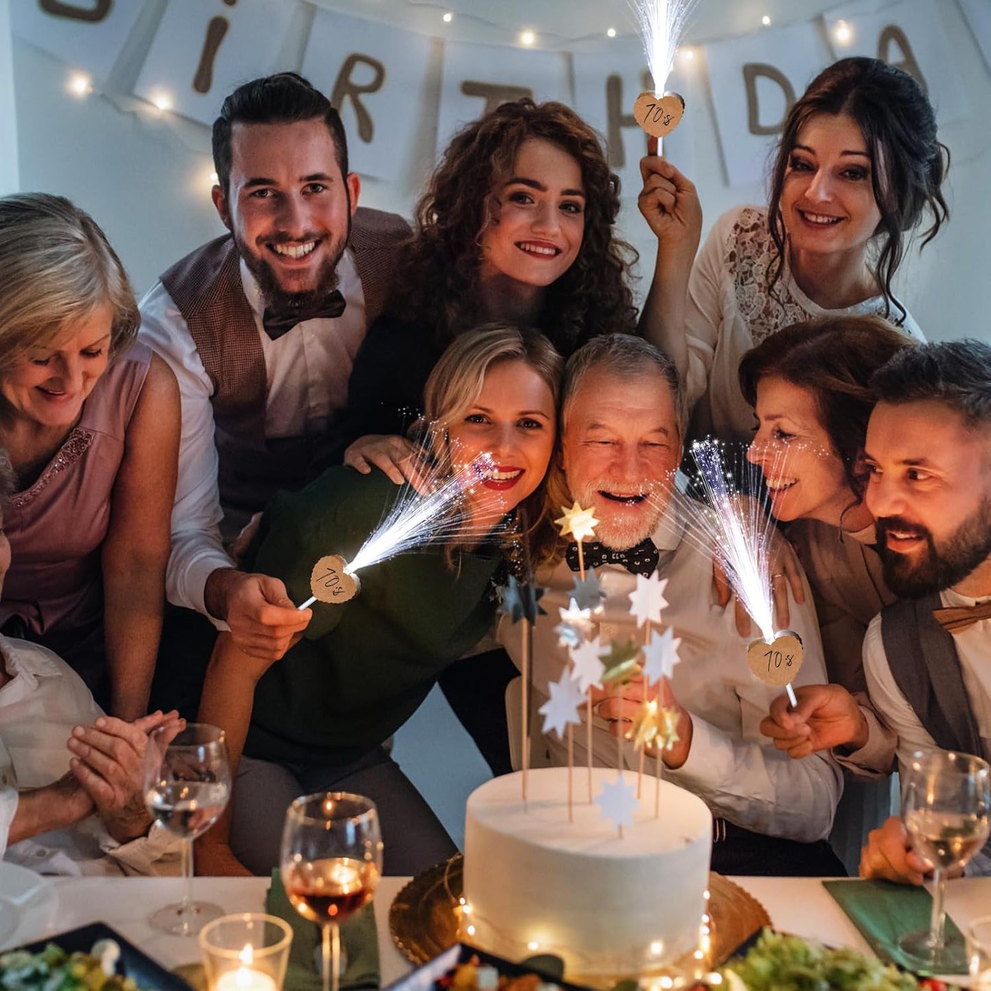 100 Pcs Wedding Sparklers Heart Shaped LED Glow Sticks Fiber Optic Wands Light up Wand with 3 Light Mode for Wedding Bridal Shower Birthday Glow in the Dark Party Supplies (Brown)