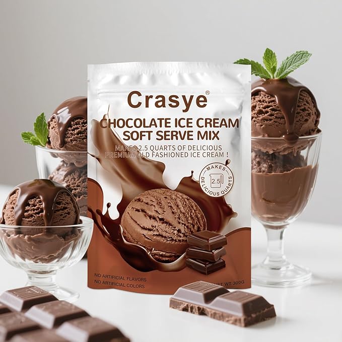 Ice Cream Mix Chocolate Soft Serve Mix Soft Serve Mixes Base Powder Homemade for Ice Cream Maker Machine - 10 Ounce-GlimoraGlow