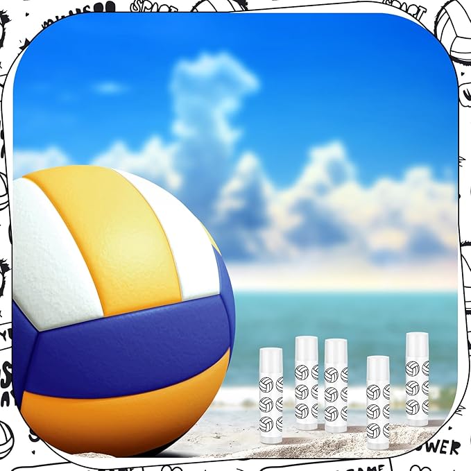 24 Pcs Volleyball Lip Balm Volleyball Team Gifts Volleyball Party Favors Volleyball Lip Balm Gift for Volleyball Team Volleyball Party Guest Supplies (White)-GlimoraGlow
