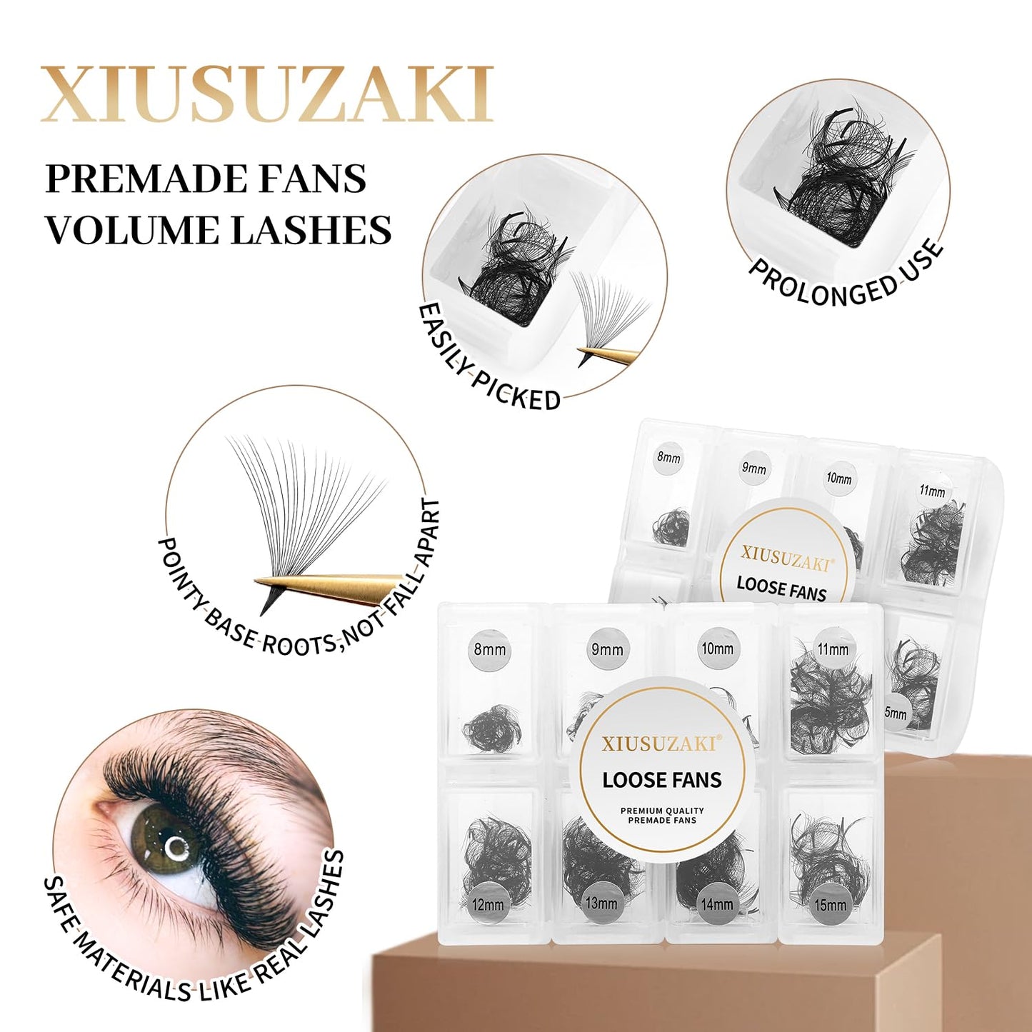 Premade Fans Eyelash Extensions 600 Fans 20D Premade Lash Fans Volume Lash Extensions 0.07 Thickness Eyelash Extension C Curl Mix 13-20mm Fluffy Soft Handmade Loose Fan(600Fans-20D-0.07-C,13-20mm)-GlimoraGlow