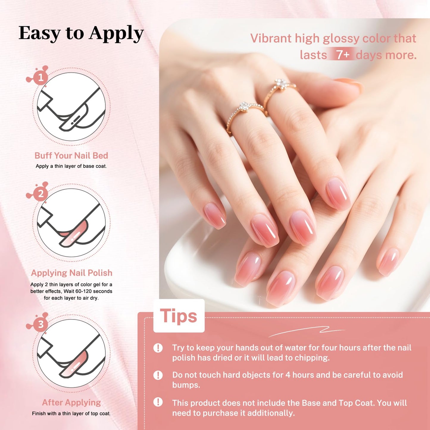 16.5ml Jelly Pink Nail Polish Large Volume Quick Dry Nail Polish, Long Lasting Shine, Fingernail Toenail Nail Art DIY Home Travel Nail Art Gift-GlimoraGlow