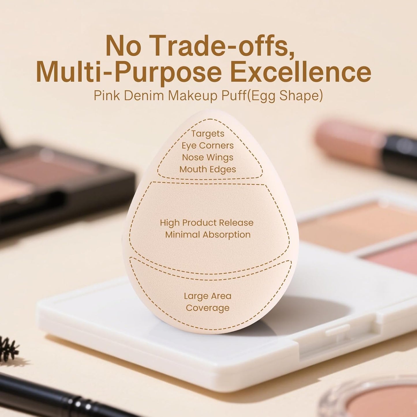 Pink Denim Makeup Sponges,Super Soft Blenders Sponge for Liquid Foundation Sponge,Large&Soft Yet Bouncy Rubycell,Egg&Flat Edge shape for Dry/Combination Skin,Travel Friendly,2pcs &Storage Case-GlimoraGlow