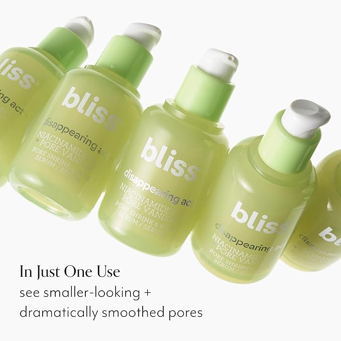 Bliss Niacinamide + Pore Vanish Complex Disappearing Act Serum – With Vitamin B3 + Green Tea - Reduces Pores & Dark Spots - Achieve Glass Skin - Clean, Cruelty-Free - 1 Fl Oz-GlimoraGlow