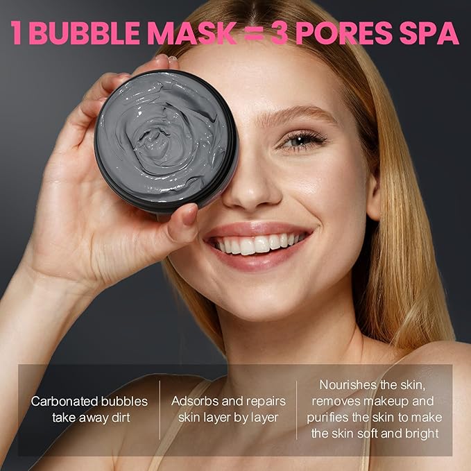 Carbonated Bubble Clay Mask -Exfoliation Face Mask | Detoxing Clay Mask for Blackhead Removal,Dull Skin,Skincare Facial Mask for Controlling Oil and Refining Pores,Mothers Day Gifts for Wife-GlimoraGlow