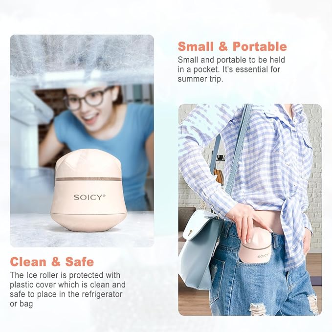 Leeshine Ice Roller Ball for Face and Eyes - Facial Skin Care Tools with a Large Roller and Carry Case Self Care Gift.Men Women (S50-Pink)-GlimoraGlow