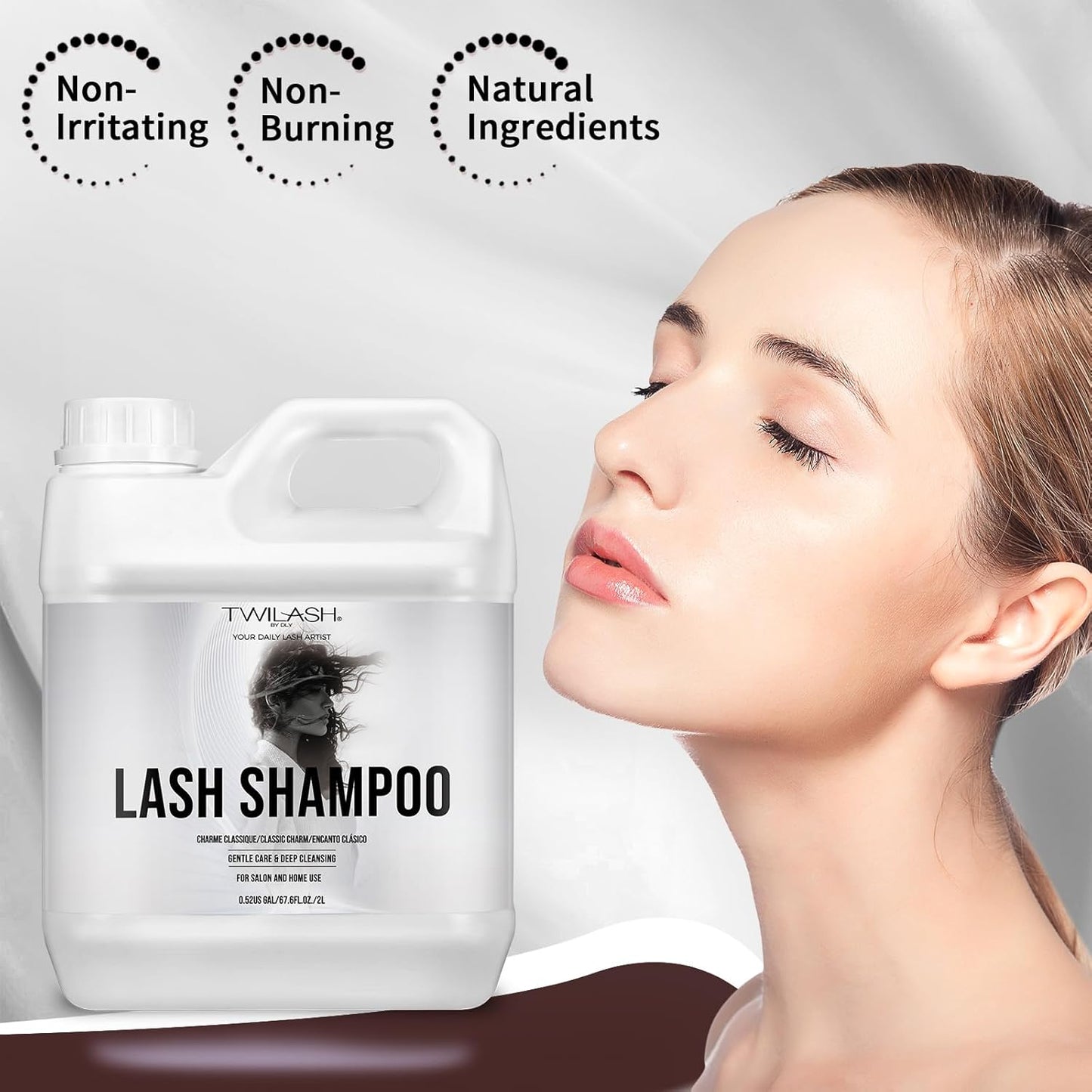 Lash Shampoo Bulk, Eyelash Cleanser for Extensions 2 Liters, Dispenser Pump, Non-irritating or Burning Eyelid Foaming Cleanser for Professional Salon and Home Use (Classic Charm-2L)-GlimoraGlow