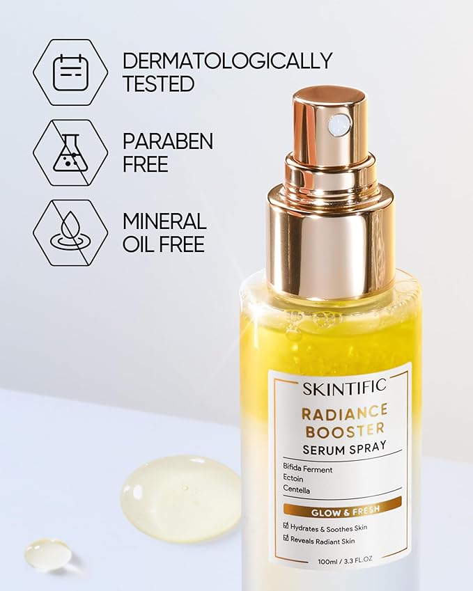 Radiance Booster Spray Serum, Vegan Skin Care, Light-weight Face Moisturizer, Glow Serum for Radiant Skin, Non Comedogenic, All In One Mist, 3.3 fl oz.-GlimoraGlow