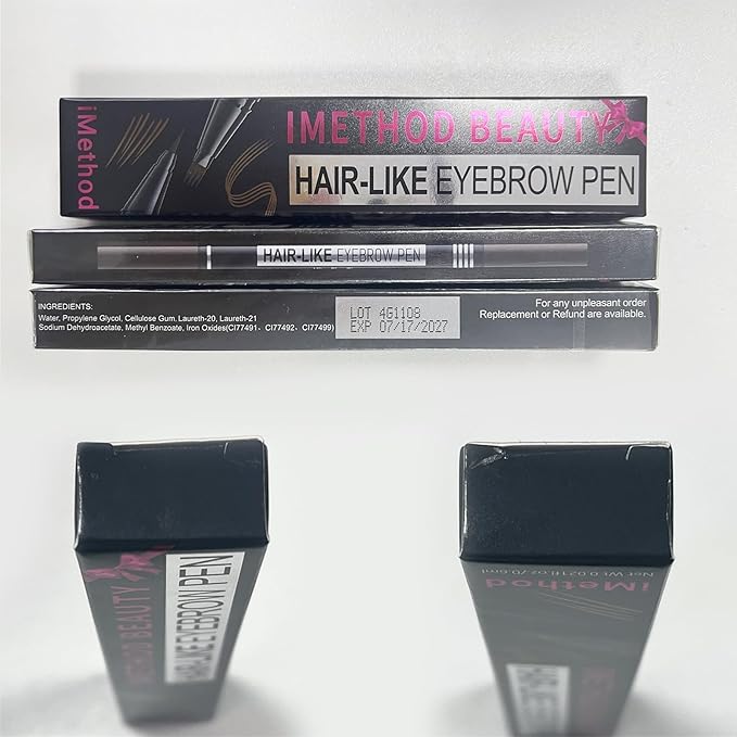 iMethod Microblading Eyebrow Pen - Eyebrow Pencil Magical 2-in-1 Dual-Ended Eye Brow Pencils for Women with 4-Fork-Tip & Precise Brush-Tip Create Natural Hair-Like Brows, Last All-Day, Light Brown-GlimoraGlow