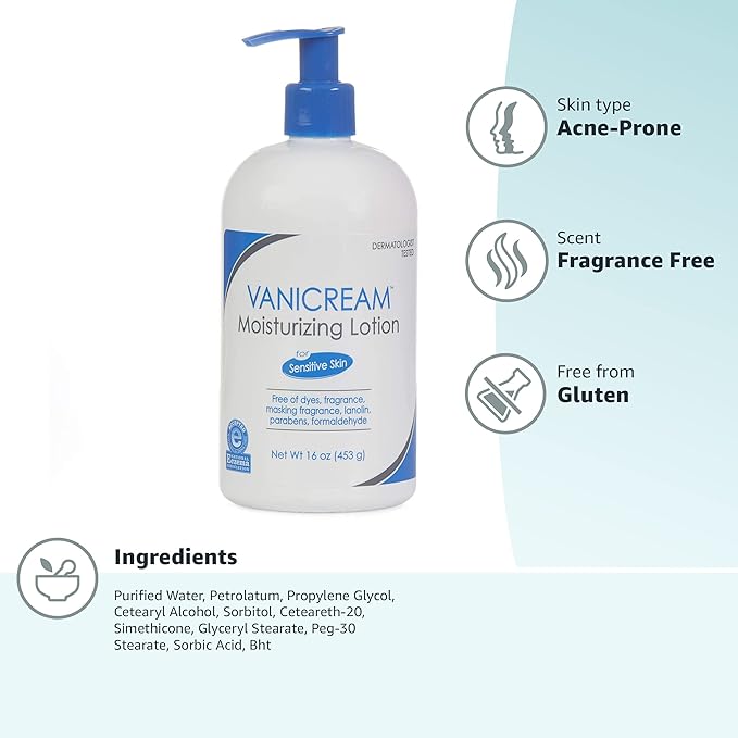 Vanicream Moisturizing Lotion with Pump Dispenser - 16 Fl Oz (Pack of 12) - Formulated Without Common Irritants for Those with Sensitive Skin (Pack of 12)-GlimoraGlow