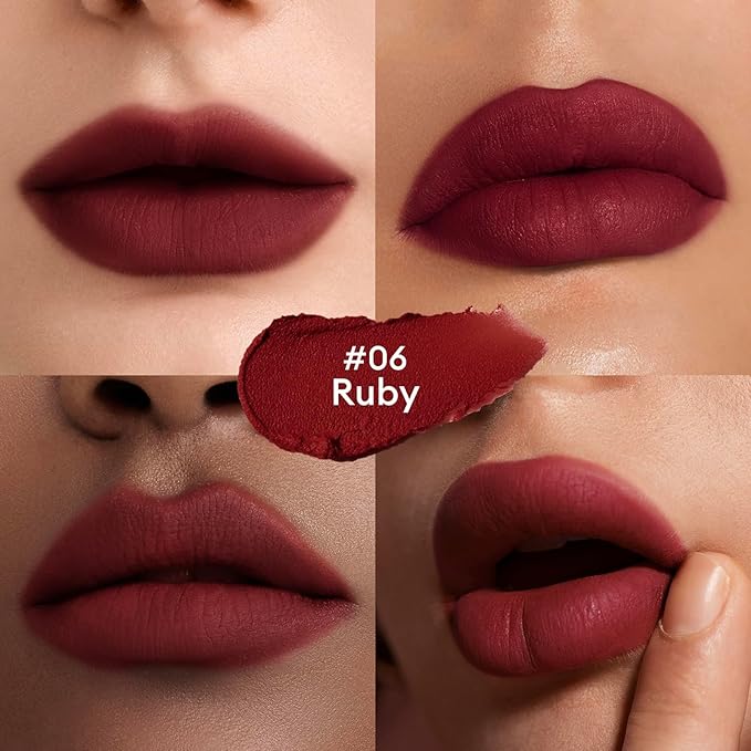 ITY Velvet Matte Finish Lip Stain-Mousse Textured Lip Clay, Conceals Lip Lines, Rich Pigment Lip Tint Lipsticks,2 Pack, 0.14 oz (4g) in Petal, Ruby-GlimoraGlow