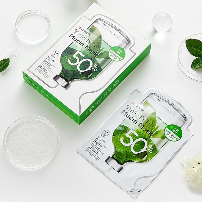 I'MPHYTO Leaders Facial Mask 10 Sheet Mucin Vegan Mask | Soothing Care & Hydrating Skin Care | Natural Plant-Based Ingredient | Certified Vegan | Natural Cellulose Sheet-GlimoraGlow