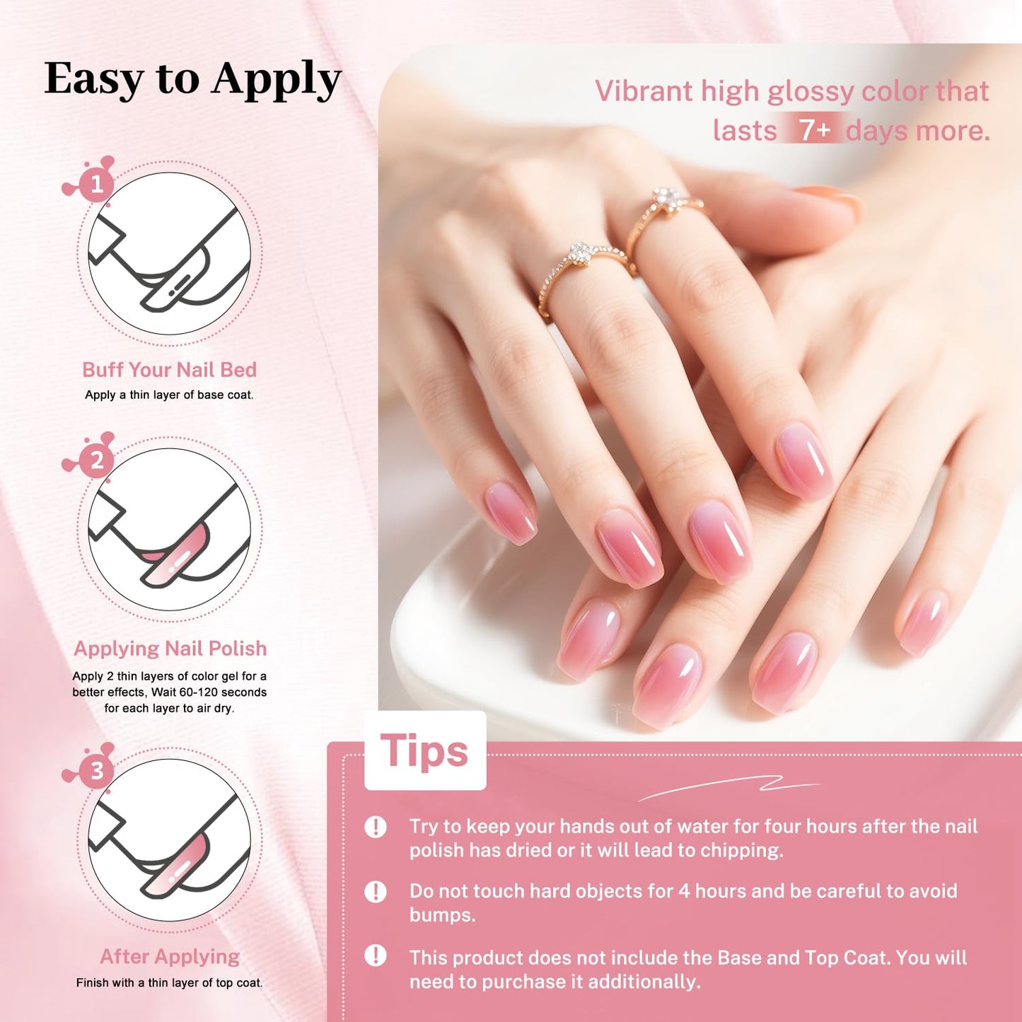 16.5ml Jelly Rose Pink Nail Polish Large Volume Quick Dry Nail Polish, Long Lasting Shine, Fingernail Toenail Nail Art DIY Home Travel Nail Art Gift-GlimoraGlow