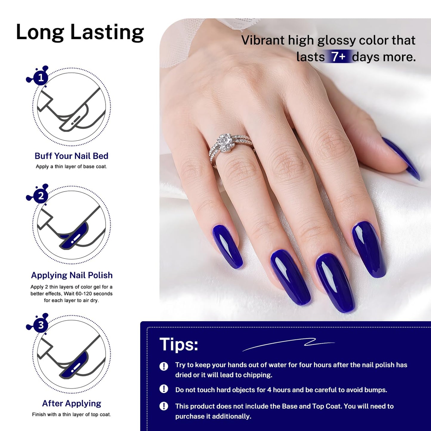 16.5ml Dark Blue Nail Polish Large Volume Quick Dry Nail Polish, Long Lasting Shine, Fingernail Toenail Nail Art DIY Home Travel Nail Art Gift-GlimoraGlow