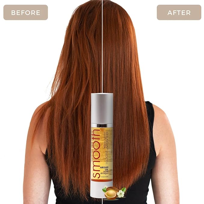 KERAGEN - Nourishing Hair Serum for Dry Damaged Hair - Argan Oil for Hair Treatment - Brilliant Shine, Heat Protection with Paraben, Phthalate and Sulfate Free Formula (1.7 Oz)-GlimoraGlow