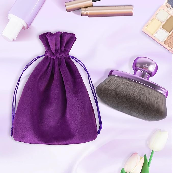 Extra Large Body Makeup Brush For Self Tanner, Leg Makeup &Bronzer Blend,116mm Oval-headed Kabuki Brush Provides More Even &Pretty Application, Sunscreen Face& Back Makeup Brush, Wet&Dry Use- Purple-GlimoraGlow