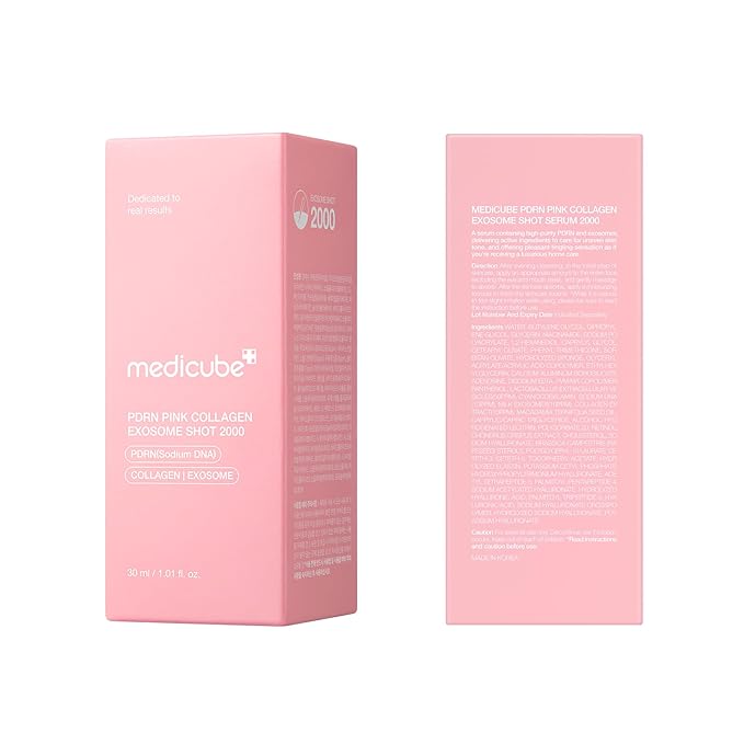 medicube PDRN Pink Collagen Exosome Shot Serum 2,000 PPM | Liquid Skin Booster | Exosome, Salmon DNA PDRN, Spicules | Uneven Skin Tone, Pore Care, Skin Texture | Korean Skin Care 1.01 fl.oz-GlimoraGlow