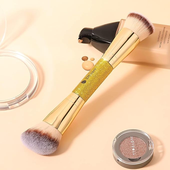 DUcare Foundation Brush Contour Bronzer Makeup Brush Double Ended Self Tanner Brush Sculpting Brush for Blending Liquid Powder Concealer Cream Cosmetics Blush Buffe-GlimoraGlow