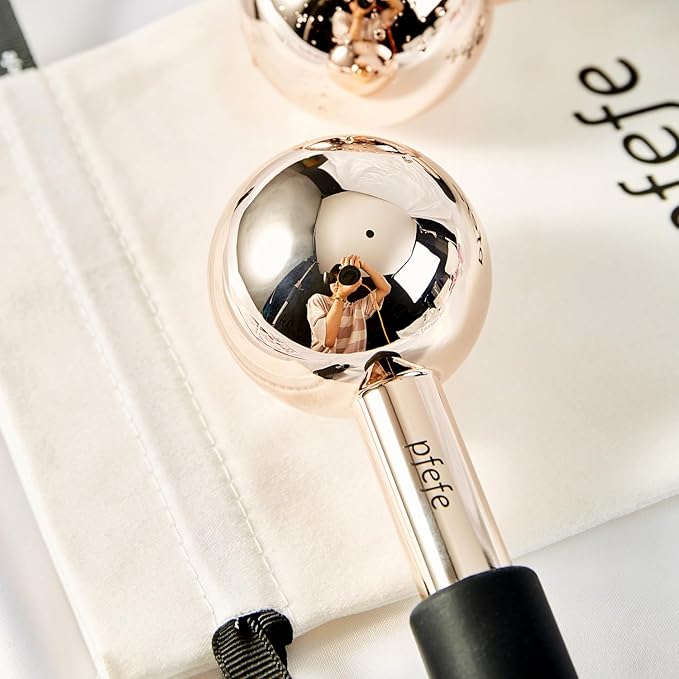 Ice Globes for Face & Eyes, Unbreakable Stainless Steel Cryo Sticks for Beauty Routines, Facials Cold Roller Colling Globes for Puffiness, Wrinkles, Dark Circles, Headaches-GlimoraGlow
